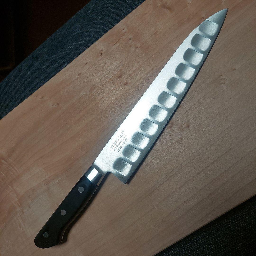祐成　モリブデン鋼牛刀　ディンプル加工240ミリ