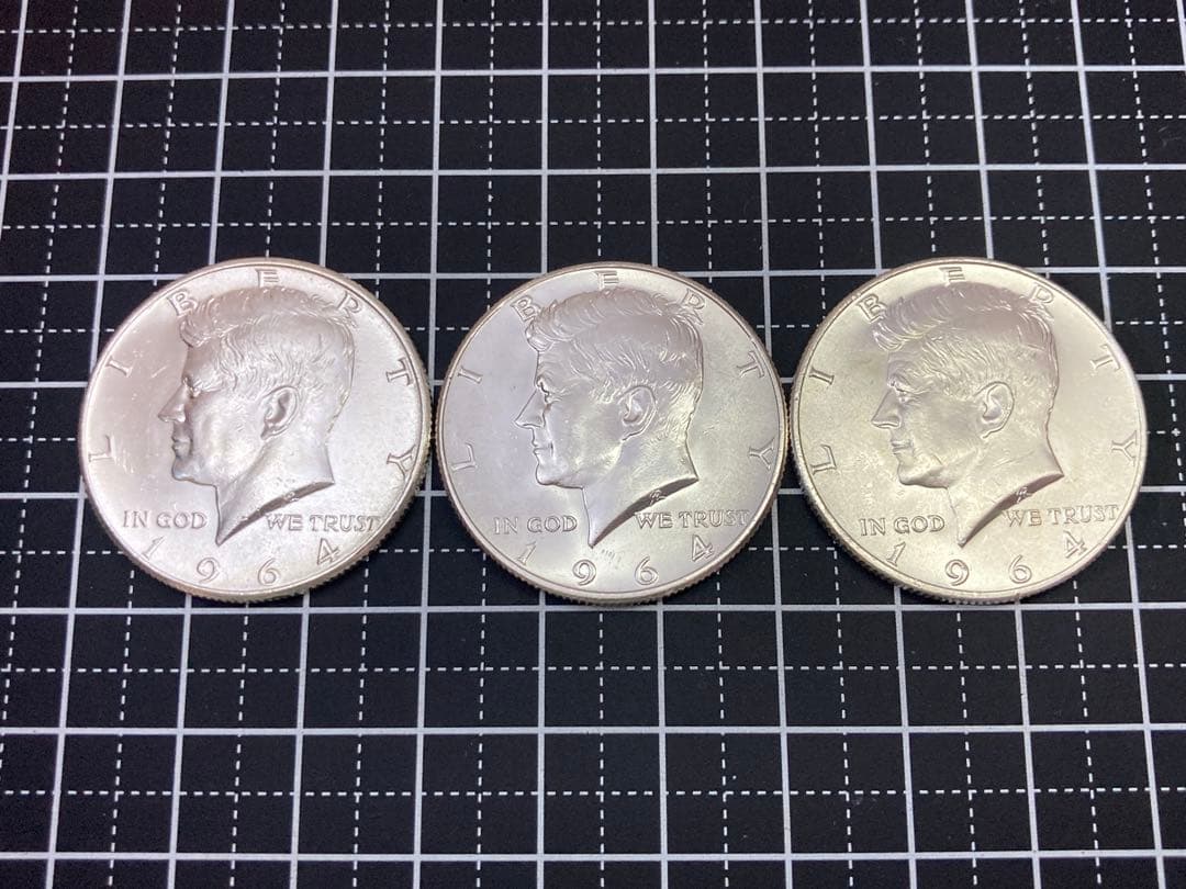《アメリカ》ケネディハーフダラー銀貨3枚(1964年)