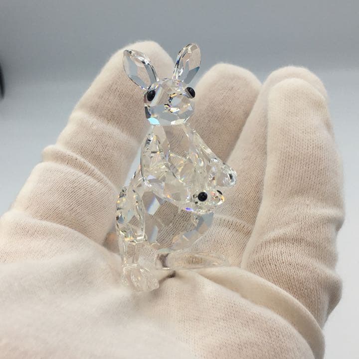 スワロフスキー　フィギュリン　 置物　カンガルーの親子　クリスタル　管mpr