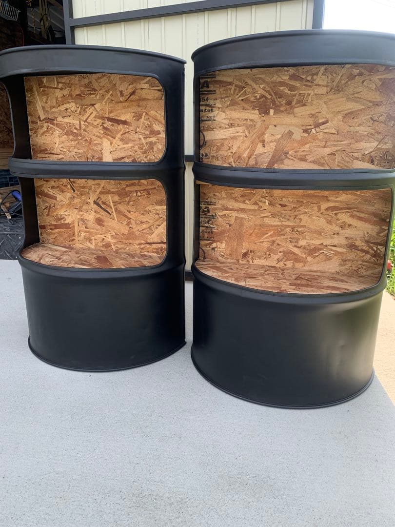 ☆☆☆ドラム缶　リメイク　ラック　2台セット　ブラック ☆☆☆