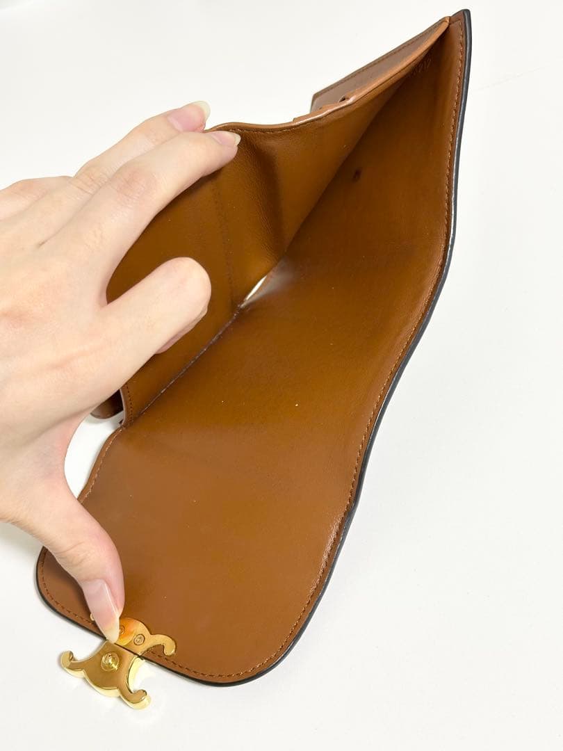 【値下げしました】チェック柄 三つ折り財布 ゴールド金具