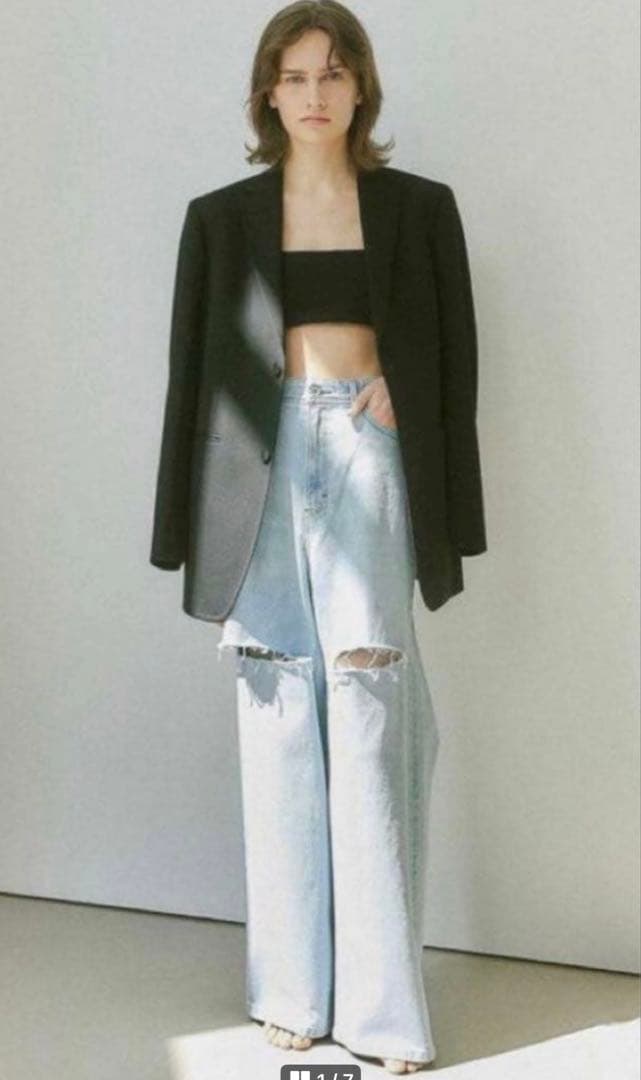 最終値下げ　YANUK ヤヌーク　クラッシュワイドデニム　23