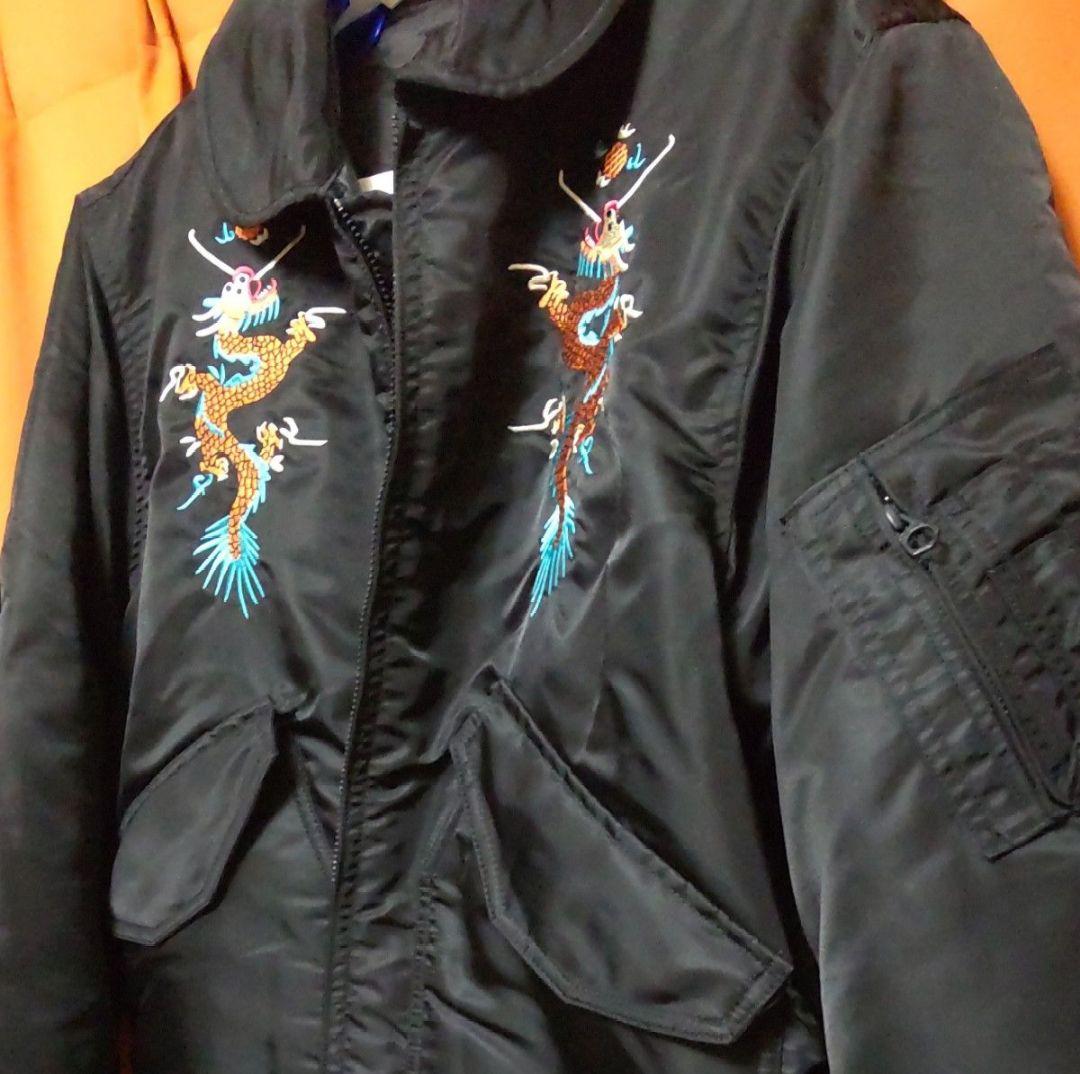 【新品】ヒューストン 刺繍カスタム フライトジャケット ブラックM