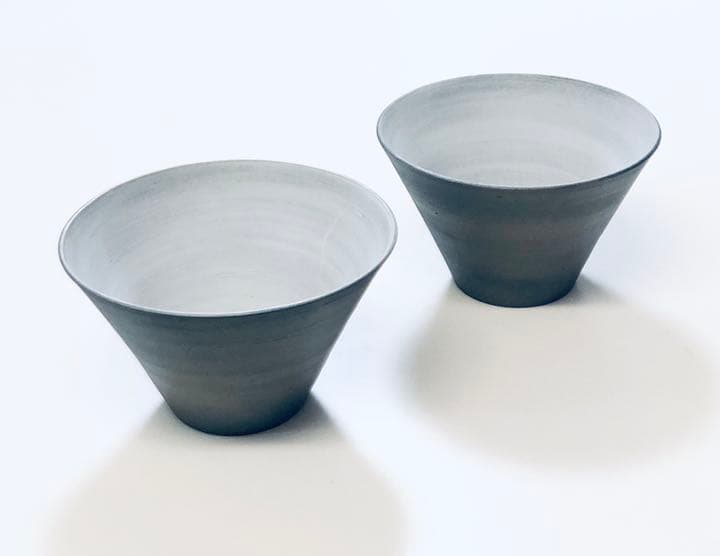 ラーメン鉢2つ  600ml  濃いグレー×グレー