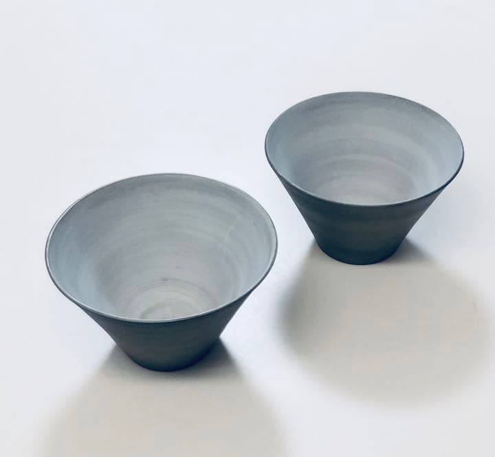 ラーメン鉢2つ  600ml  濃いグレー×グレー