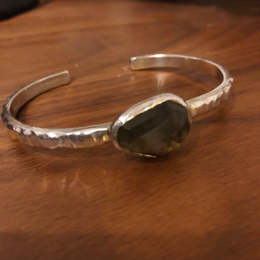 スモーキークォーツ　天然石　RosaMaria シルバーバングル　リング