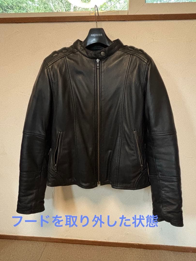 デグナー　FRAU DEGNER ブラックレザージャケット フード付き