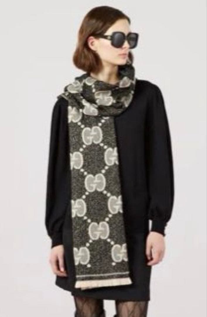 GUCCI ラメジャガード　ストール