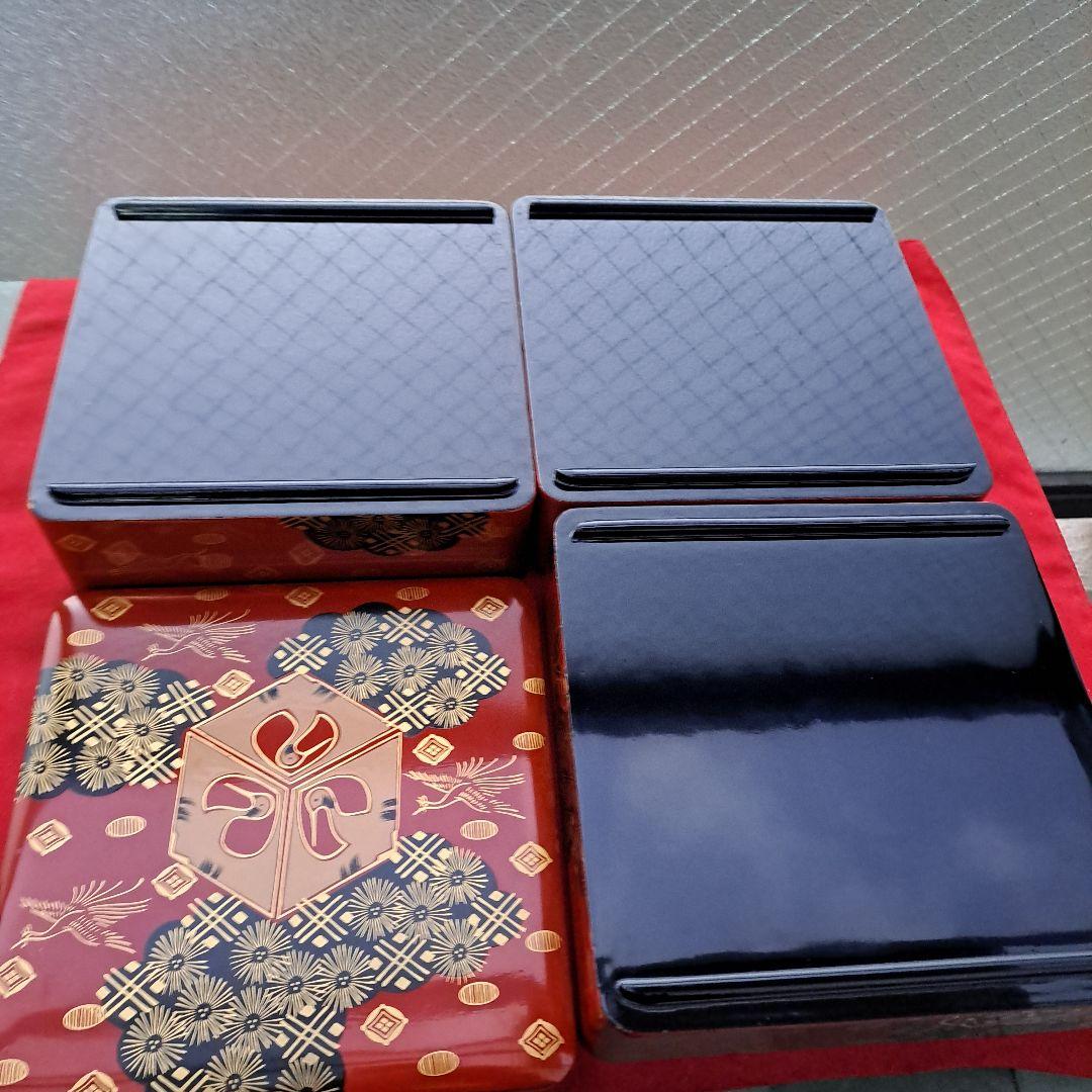 【会津漆器　6.5寸\"3段重箱】天然木製　錦絵　長期保管品