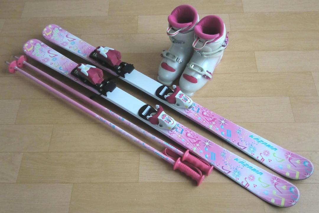 ■■送料無料■KAZAMA■子供用スキーセット■116/22■WAX■女の子■■