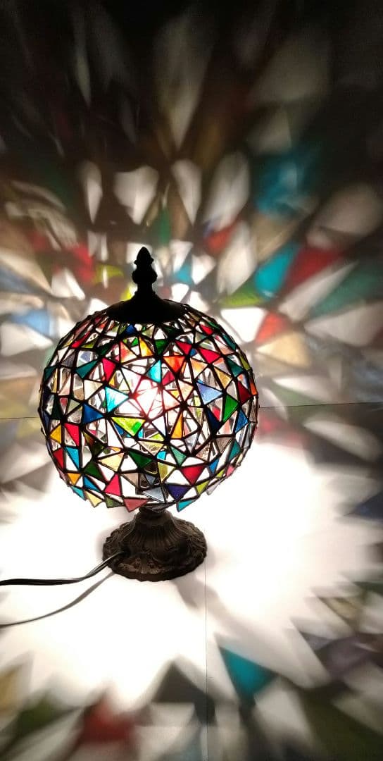 ステンドグラスランプステンドガラス2重シェードテーブルランプベッドサイドランプ