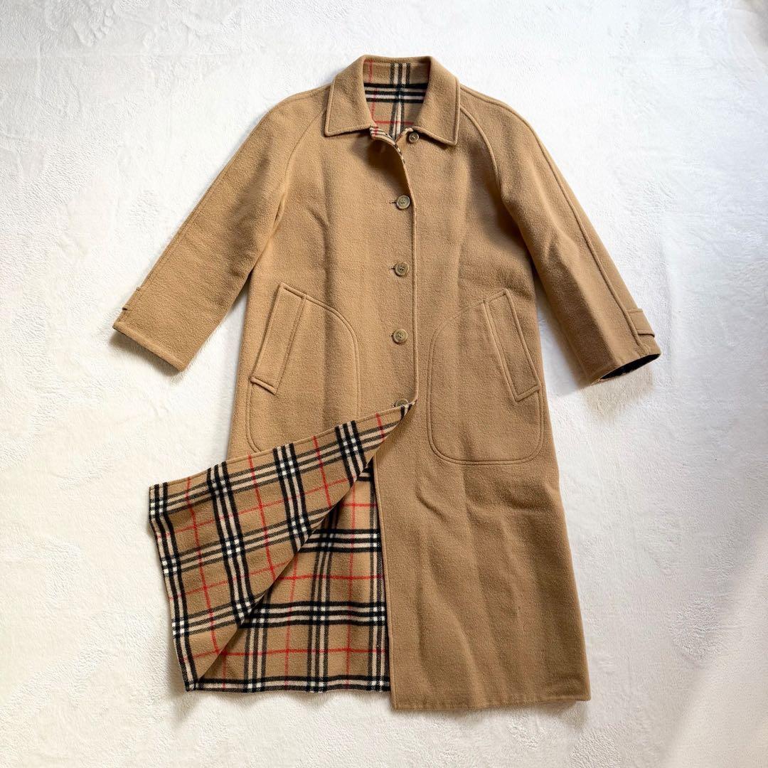 極美品　ロング丈　リバーシブル　Burberry 総柄ノバチェック　ウールコート