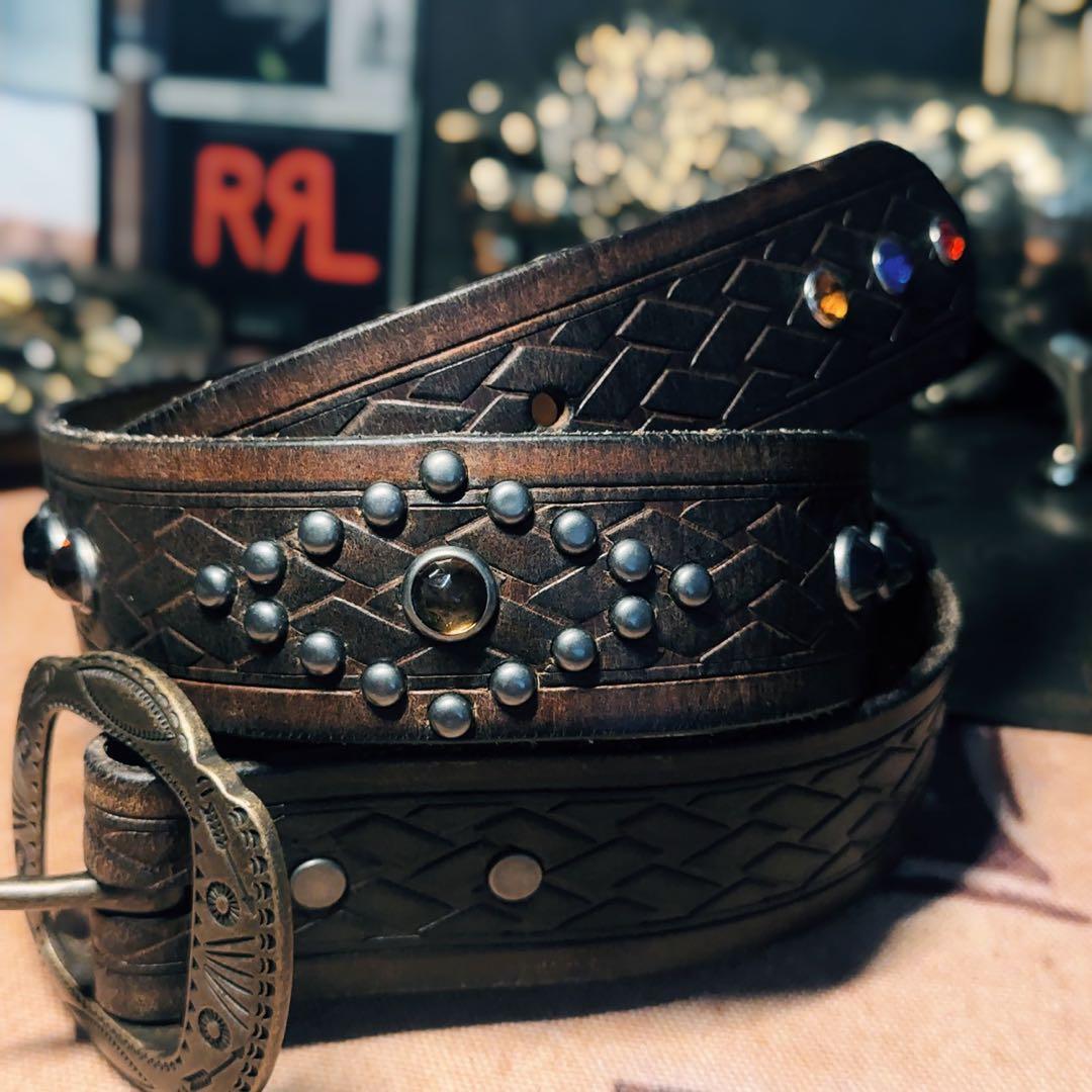 RRL ヴィンテージエンボスレザーベルト36