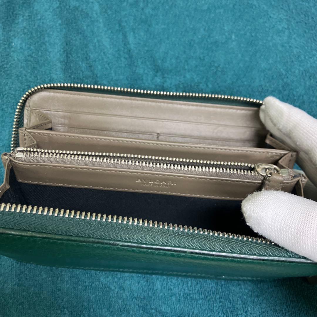 BVLGARI グリーンレザー 長財布