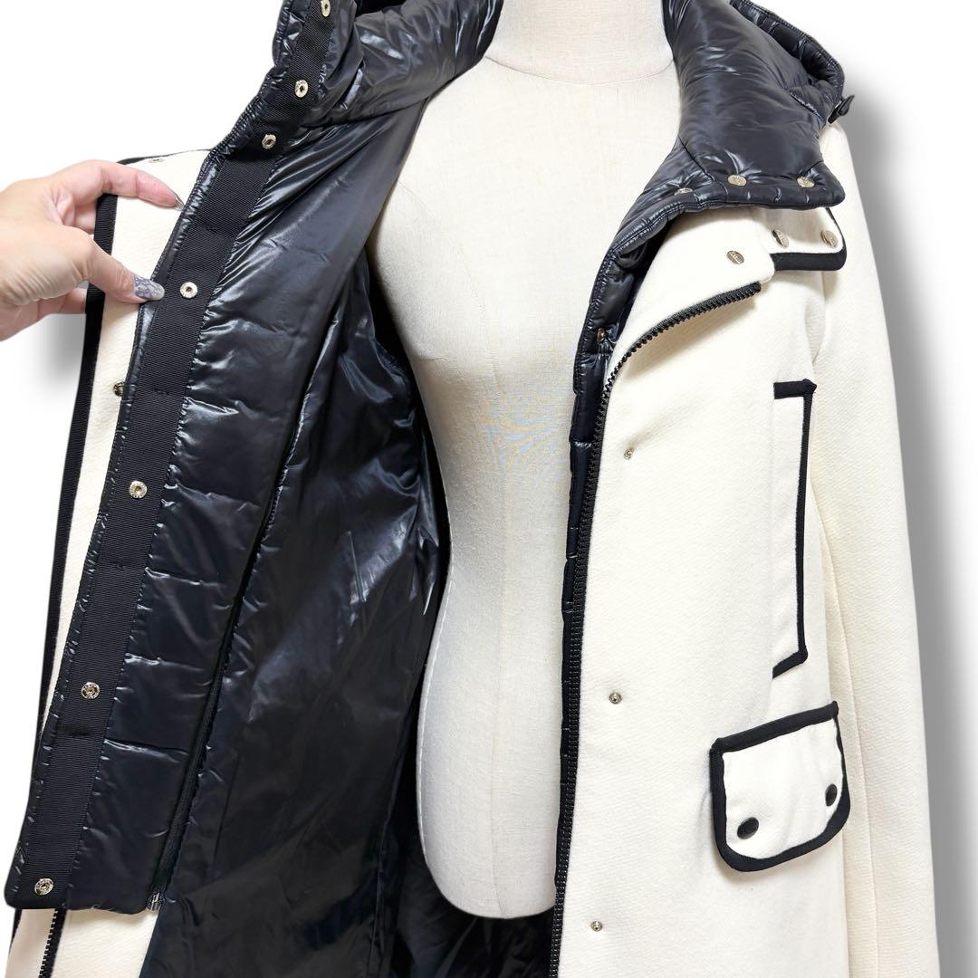 極美品✨HERNO ヘルノ ライナー付 フーディパイピングコート40 アイボリー