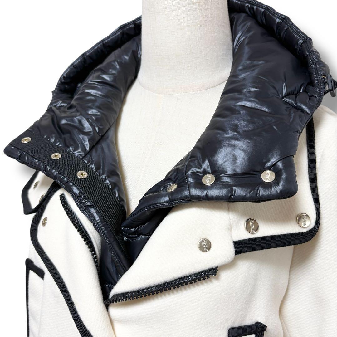 極美品✨HERNO ヘルノ ライナー付 フーディパイピングコート40 アイボリー