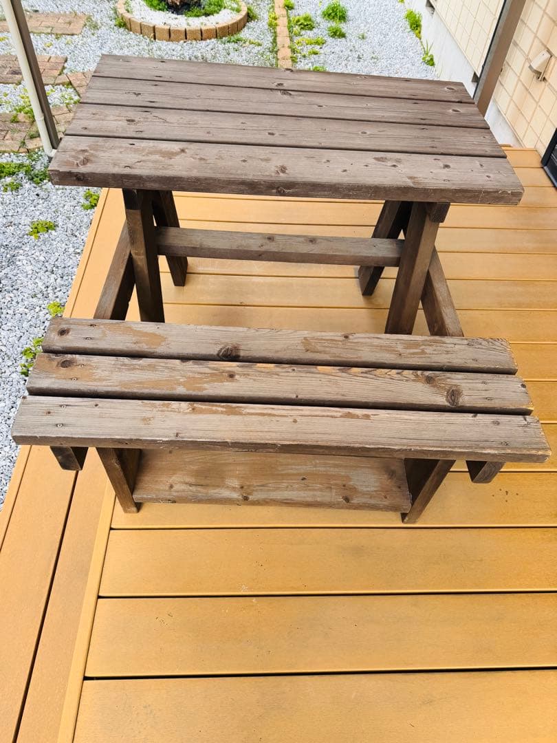 福岡発 アウトドア 手作り テーブル チェアセット 食卓机 椅子 木製