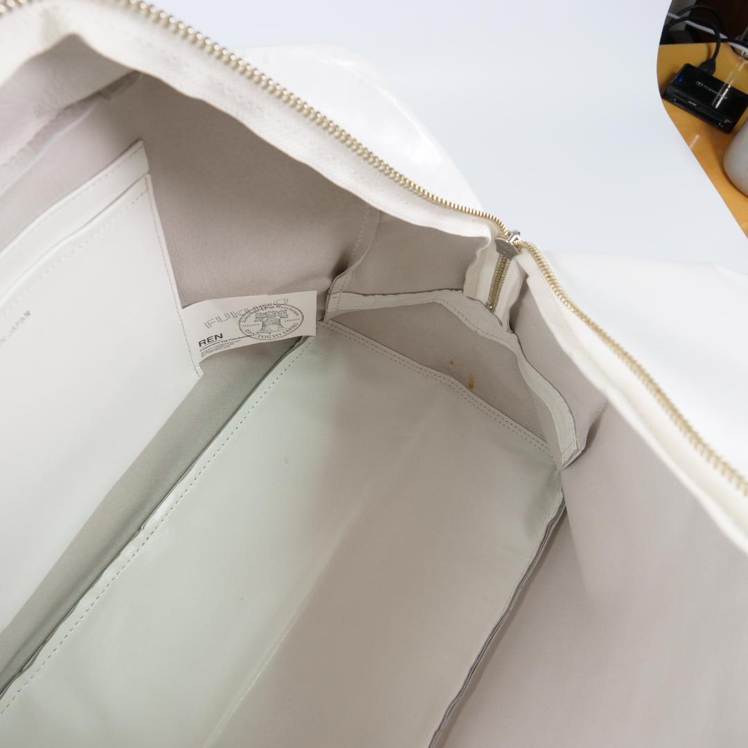 タグ付き未使用✨レン REN ボストンバッグ ホワイト ピッグスキン