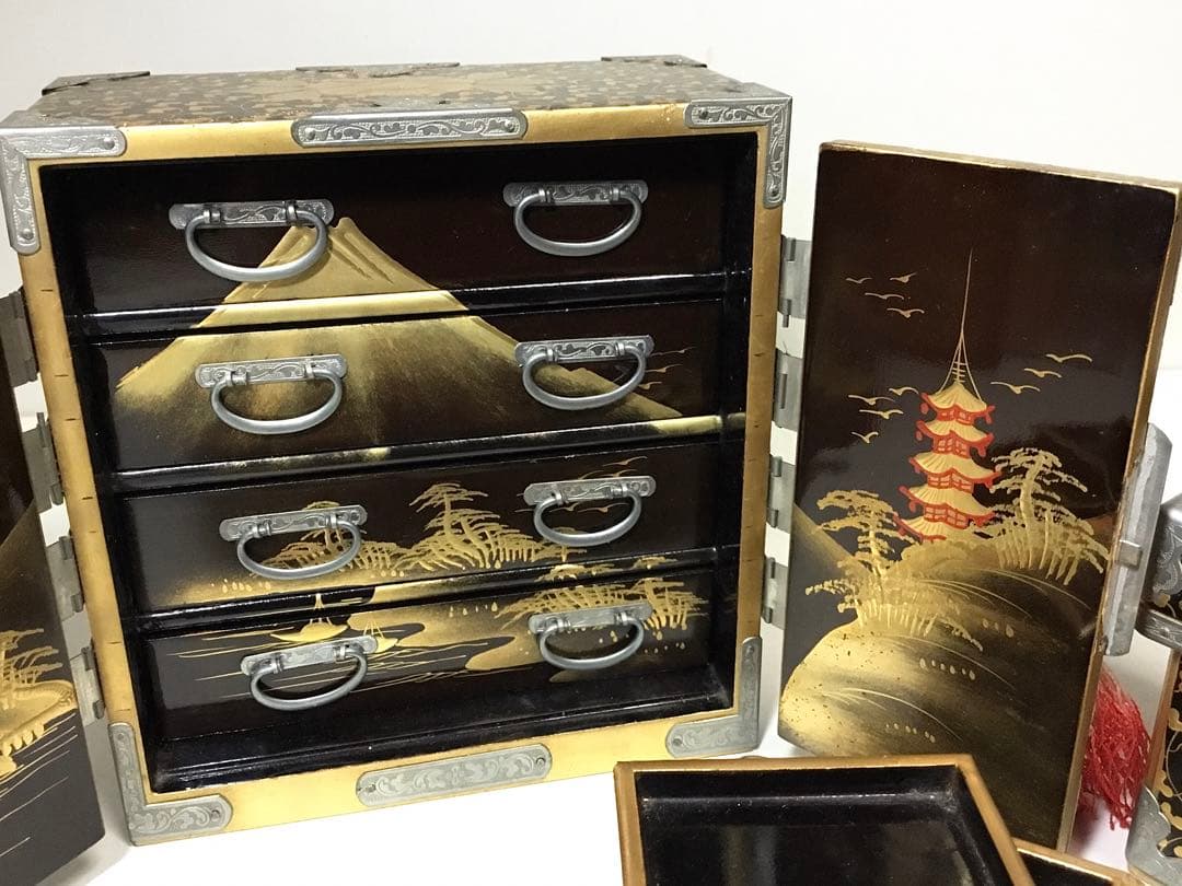 古い雛道具◆三荷◆戦前 箪笥 長持 鋏箱 雛人形 ミニチュア 木製