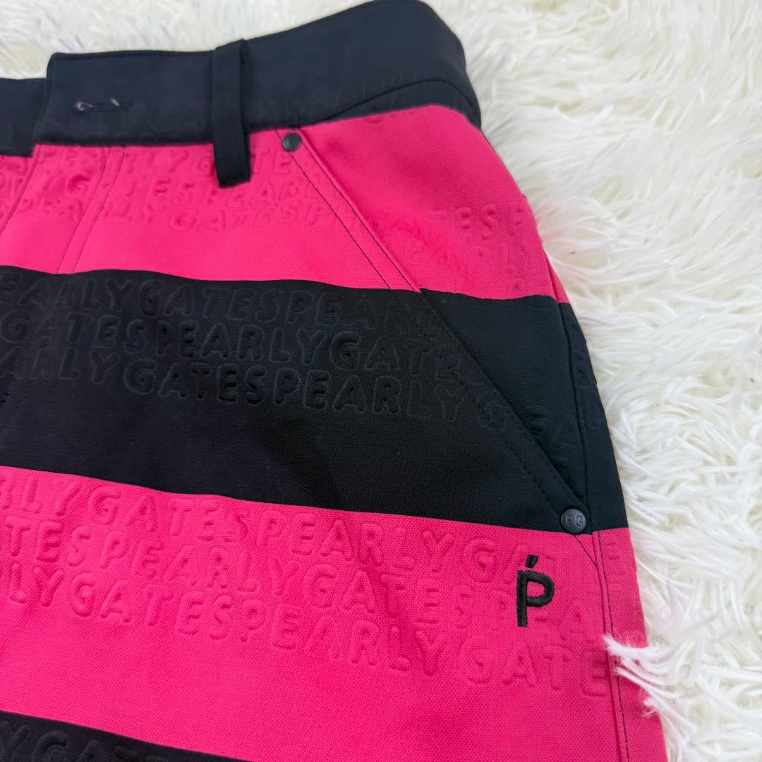 パーリーゲイツ　セットアップ　ボーダー　ピンク　黒