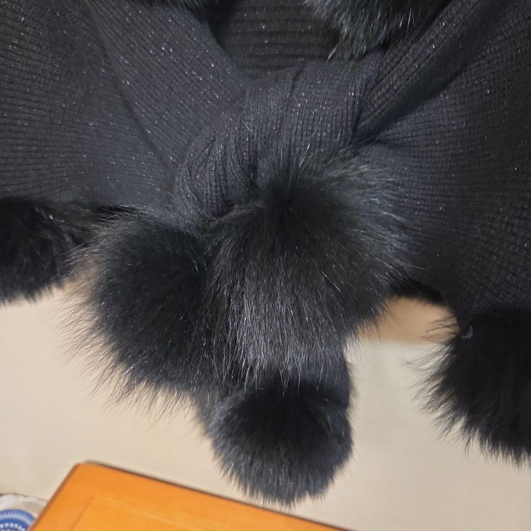 ★LANVIN　COLLECTION リアルファー付き ニットショール