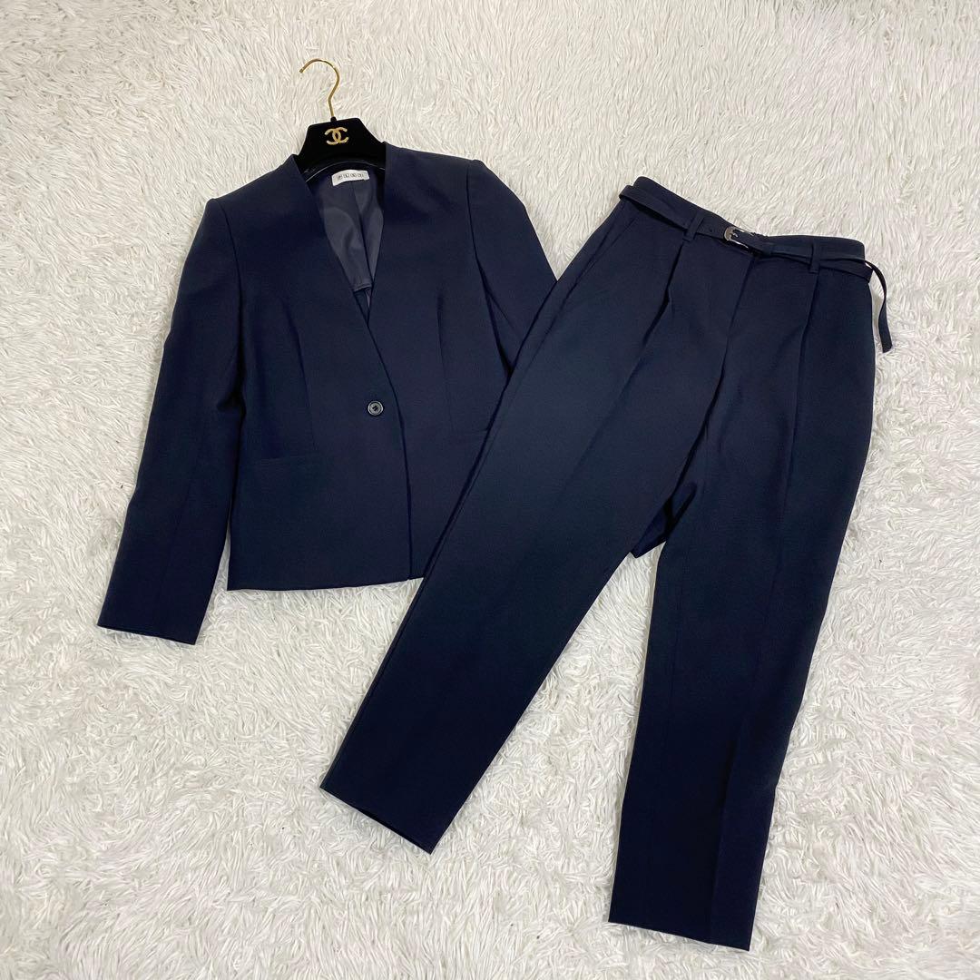 美品♡ プラステ セットアップ ノーカラージャケット パンツスーツ　ネイビー