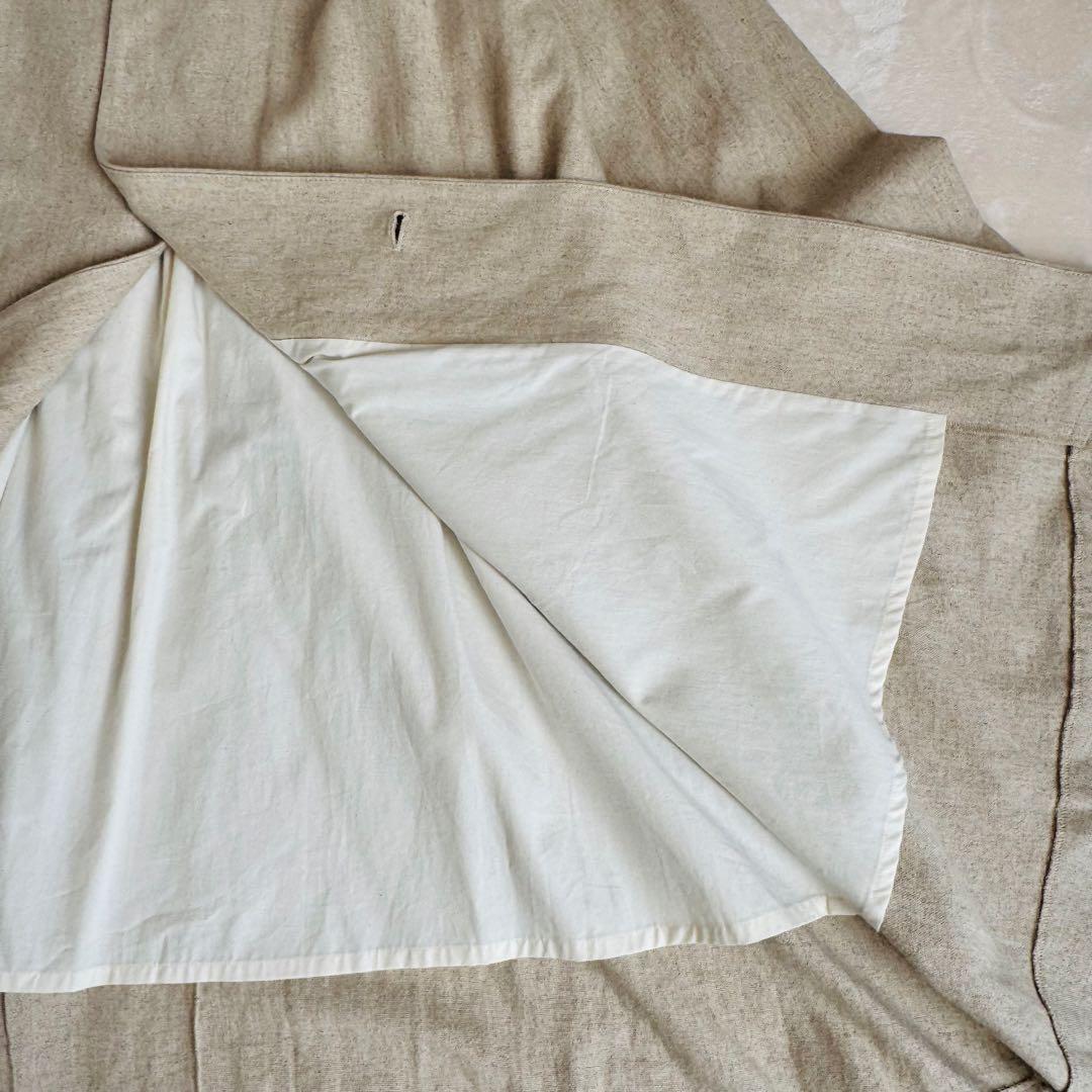 【新品タグ付き】かぐれ リネンレーヨンテントコート　　リネンコート ベージュ