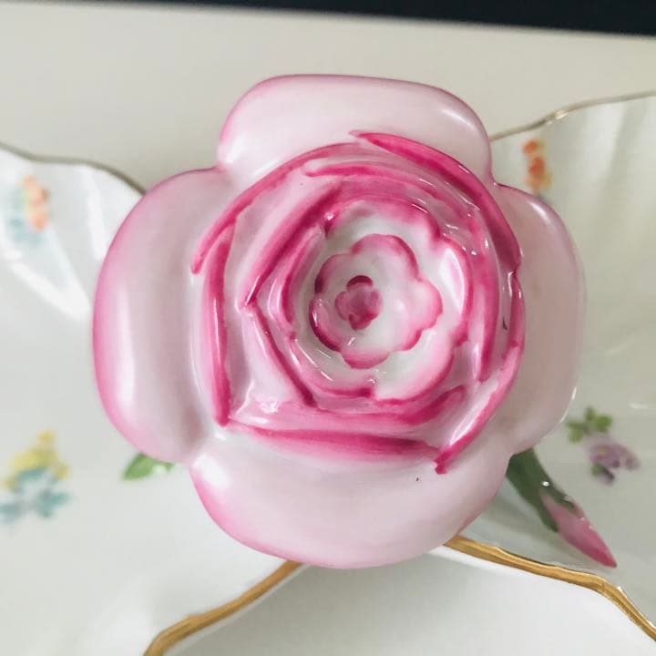 ヘレンド      ミルフルール　ダブルディッシュ　陶花付