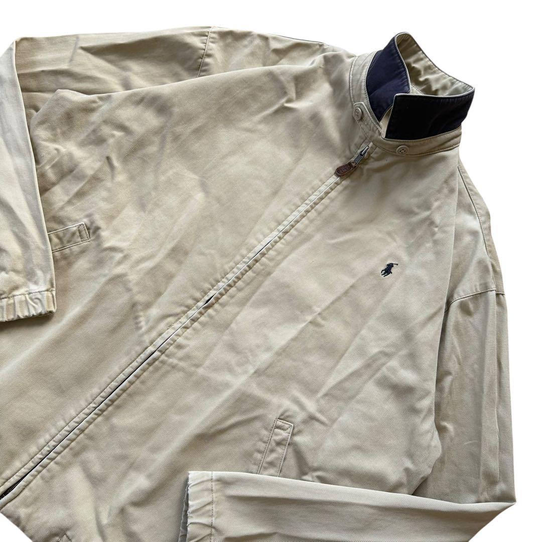 90s ラルフローレン スイングトップ ブルゾン ポニー刺繍 ベージュ 大きめM