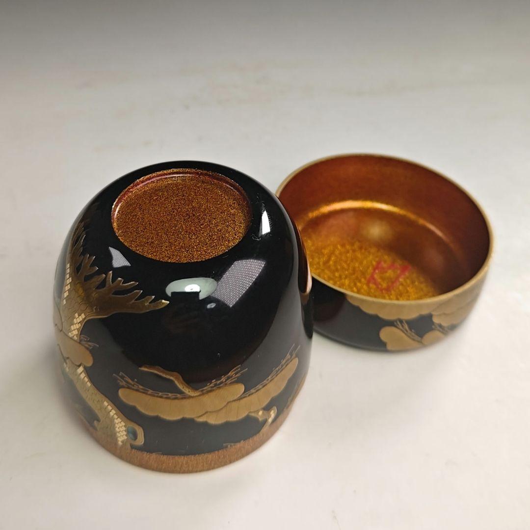 ウ225 棗『塗師　辻石斎』『表千家而妙斎　花押　極箱』『松蒔絵　内梨子地大棗』