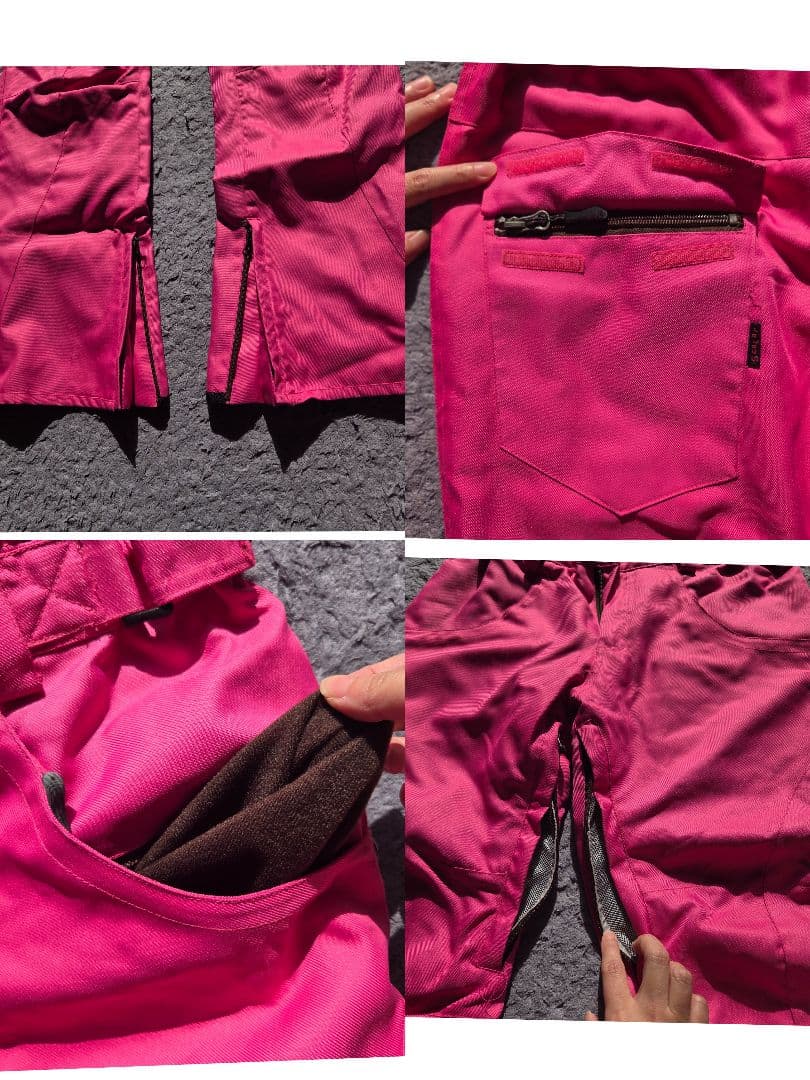 スノーウェア　上下セット　上M／下9号　ピンク×黒　多機能　通気性　レディース