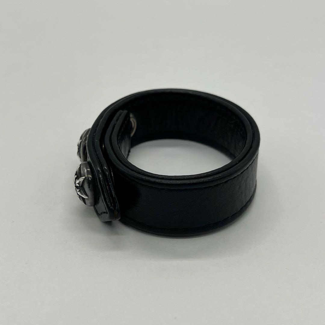 クロムハーツ 3ボタン2スナップ ブレスレット スターボタン レザー SV925