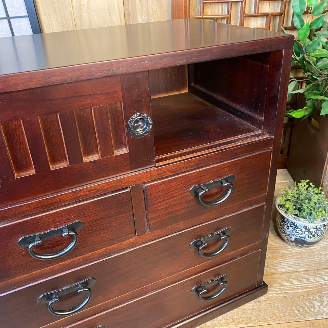 民芸家具桐無垢多引き出しチェスト二点セット木製多収納飾り棚工具棚裁縫棚箪笥タンス