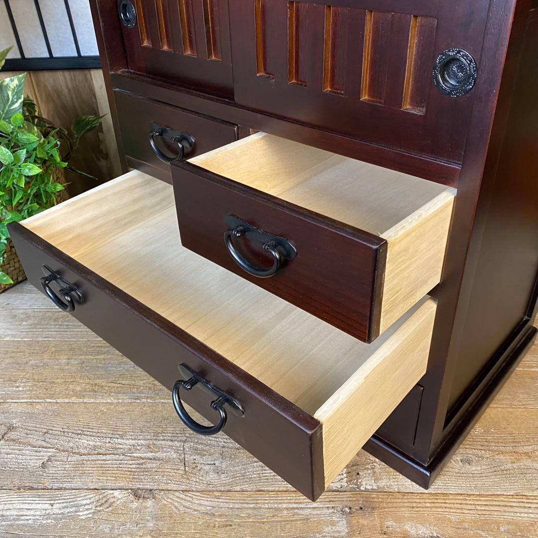 民芸家具桐無垢多引き出しチェスト二点セット木製多収納飾り棚工具棚裁縫棚箪笥タンス