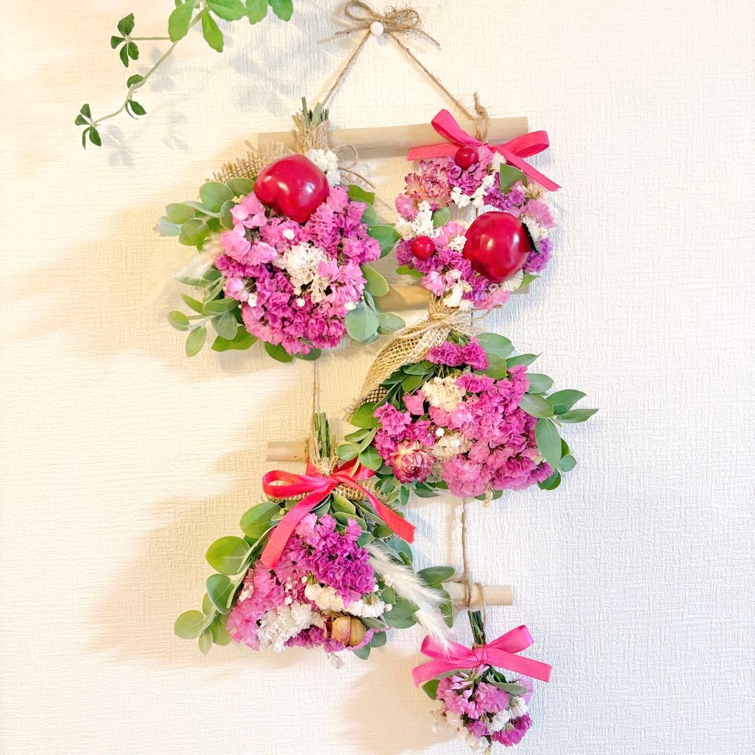 ドライフラワー スワッグ ガーランド リース 流木 ミモザ バラ