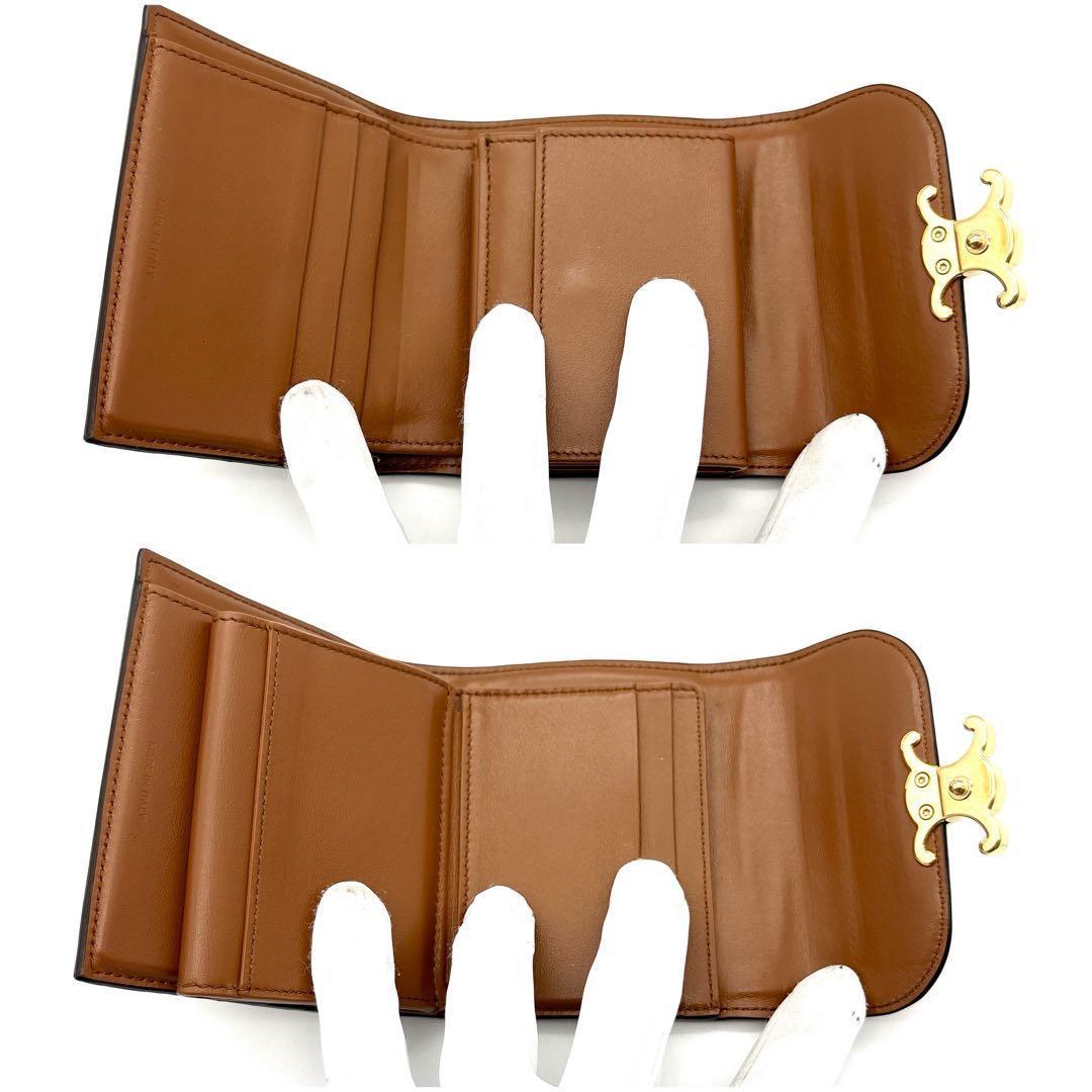 現行◆CELINE 三つ折り財布 トリオンフ キャンバス ブラウン