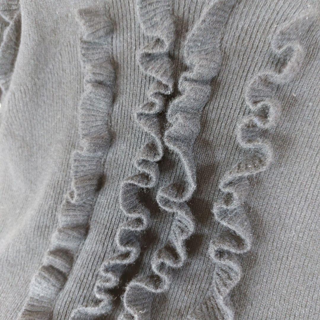 レッドヴァレンティノ カシミヤアンゴラ入 フリル フレンチニット M ブラック