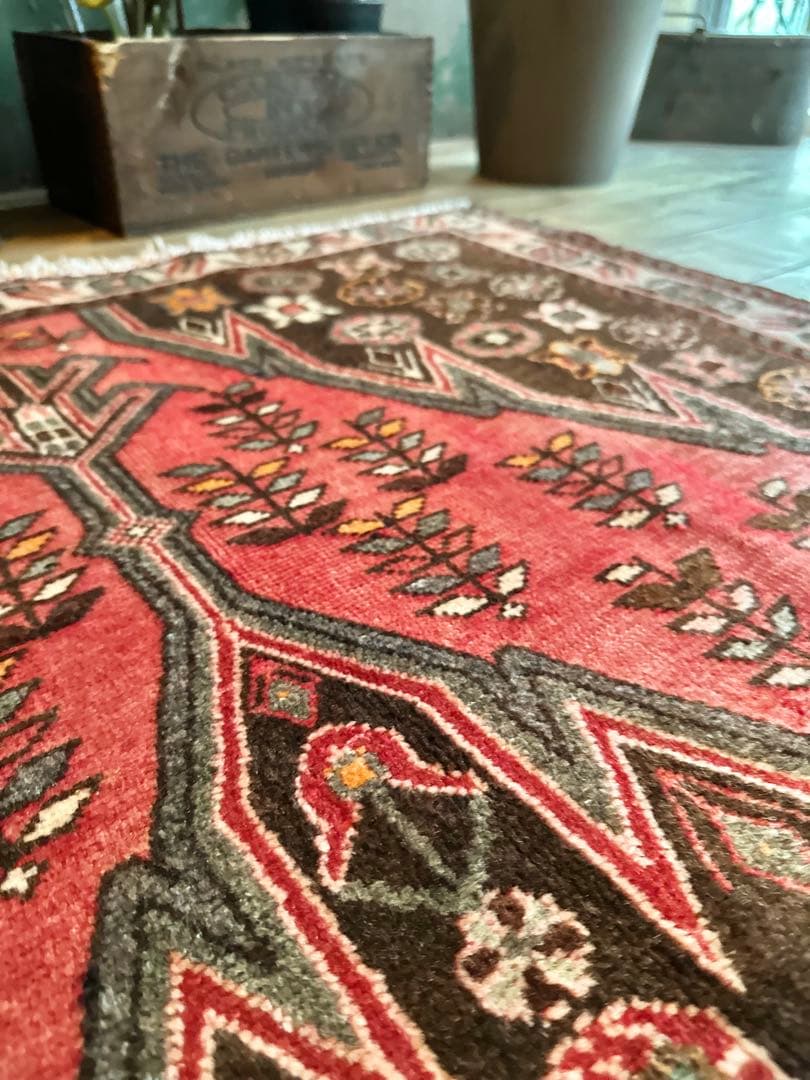 トライバルラグ　ヴィンテージラグ　ペルシャ絨毯　マズラガン　ハマダン　美品