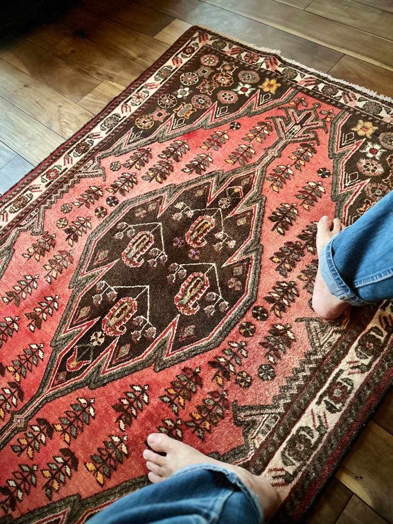 トライバルラグ　ヴィンテージラグ　ペルシャ絨毯　マズラガン　ハマダン　美品