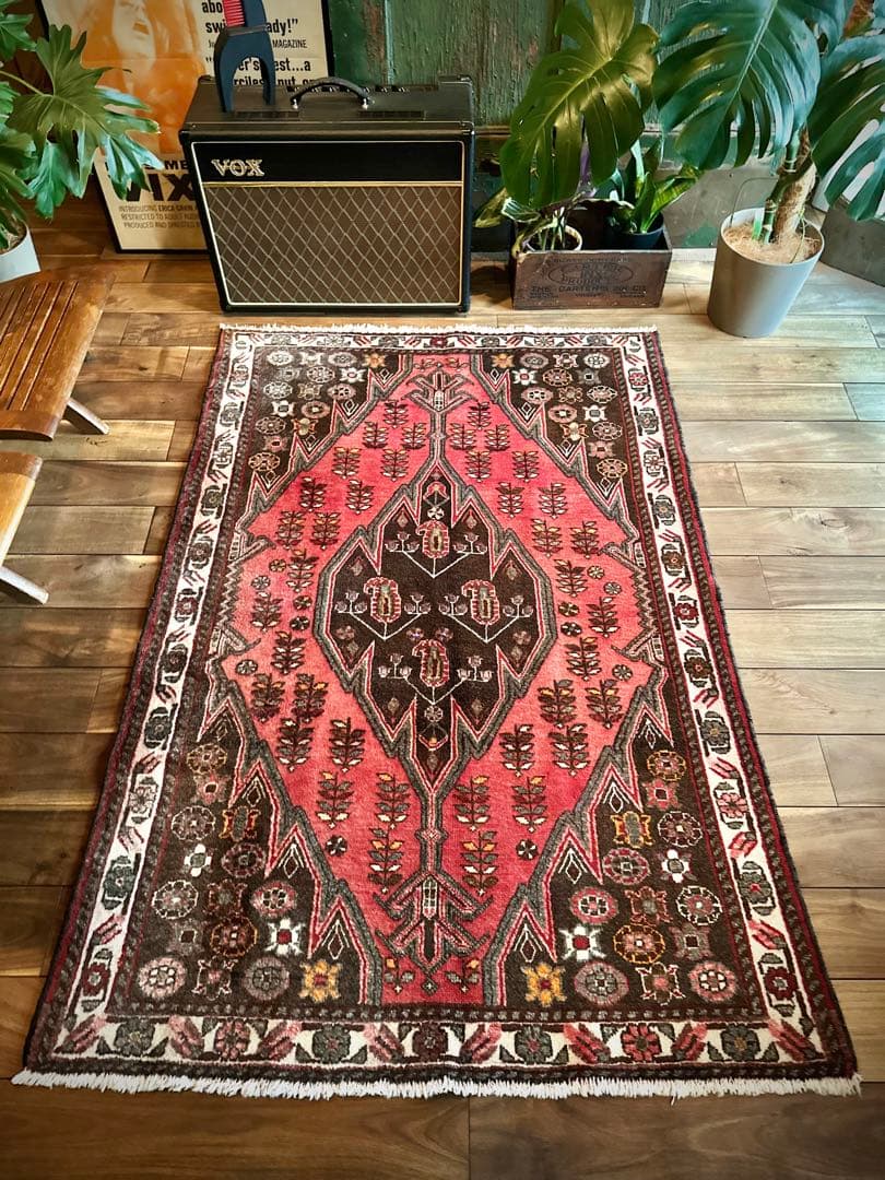 トライバルラグ　ヴィンテージラグ　ペルシャ絨毯　マズラガン　ハマダン　美品