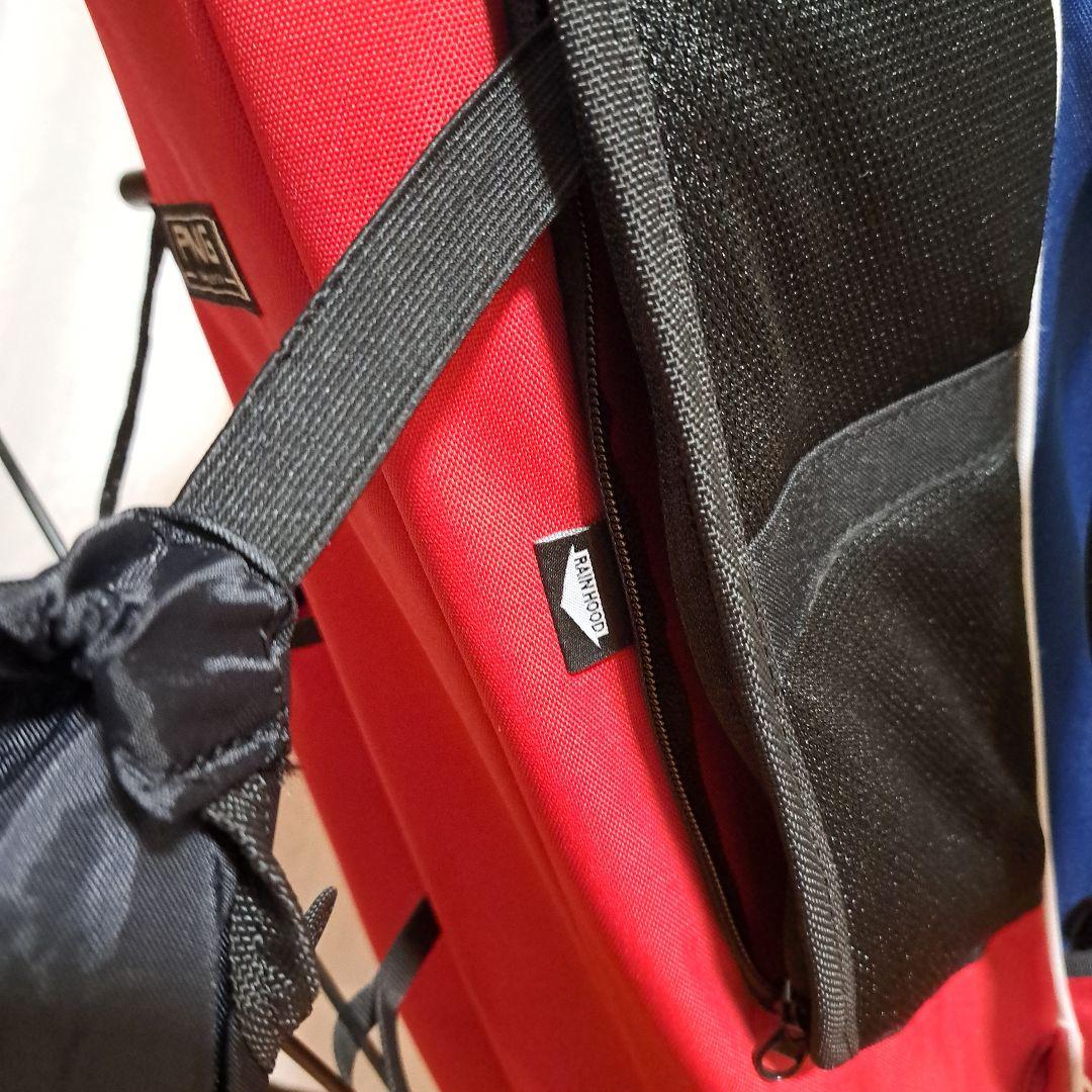 ピンスタンド式キャディバッグ-希少フード内蔵型、美品！レンチはオマケ。