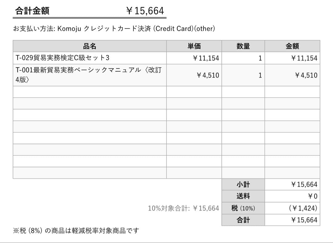 貿易実務検定 C級