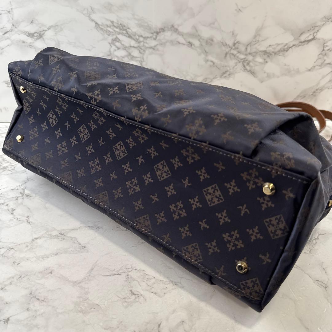 ほぼ未使用品russet ラシット ナイロン×本革 レザートートバッグ ネイビー