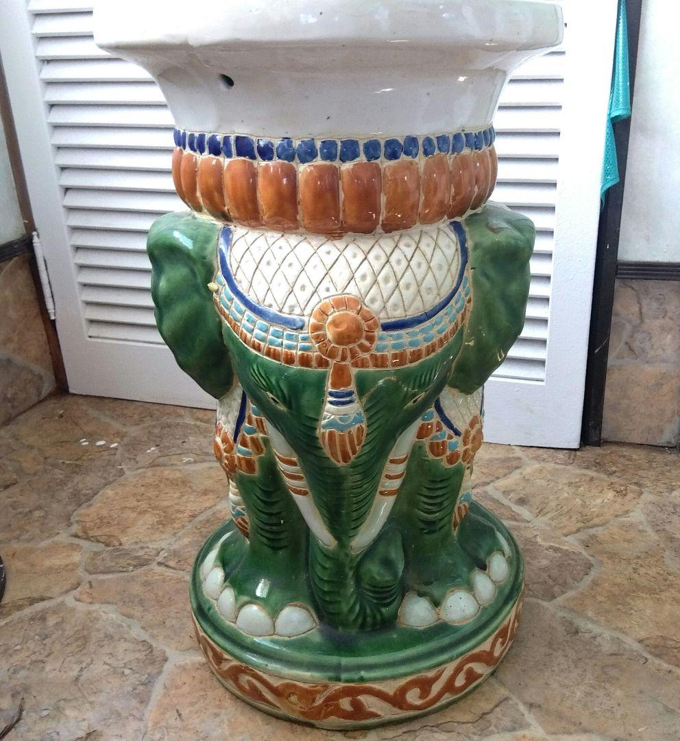 象陶器置き物　花台　フラワースタンド　鉢置き