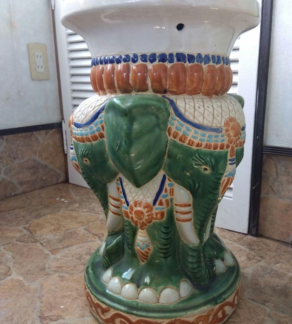 象陶器置き物　花台　フラワースタンド　鉢置き