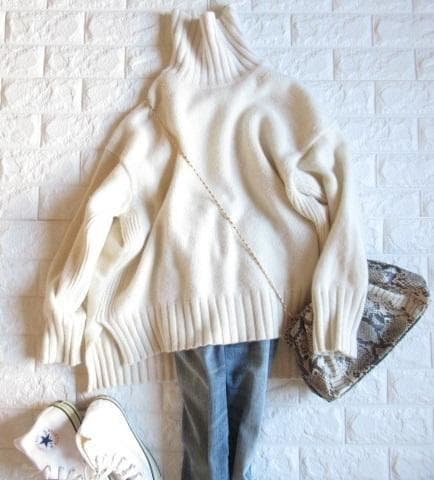 トゥモローランド マカフィー 上質 カシミヤ ウール ハイネック ニット 白