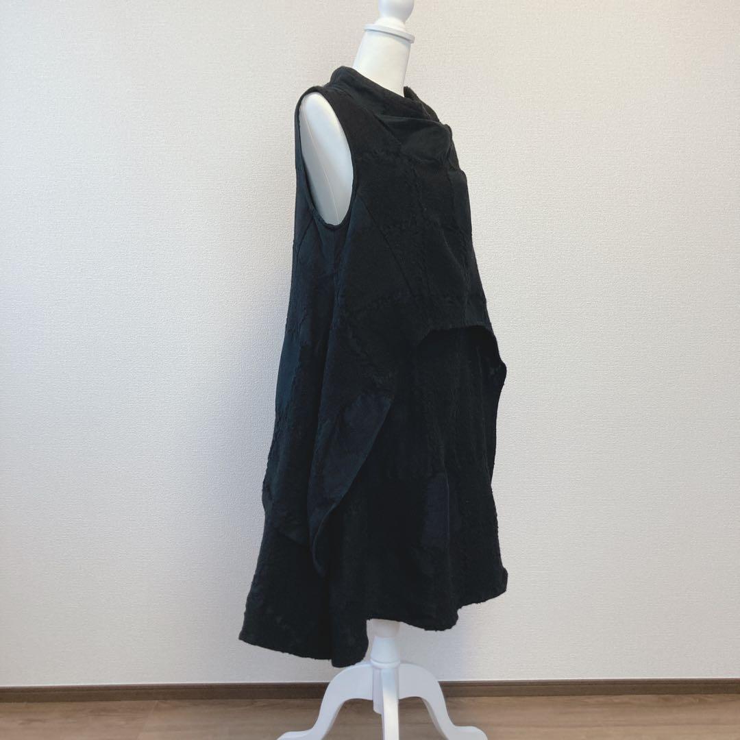 ジウ 慈雨 センソユニコ ウール ワンピース チュニック ブラック　変形