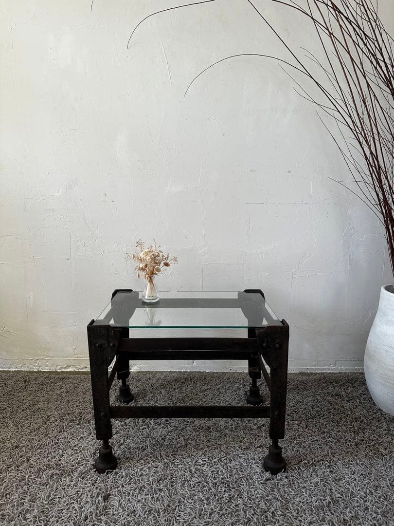 アンティーク/ビンテージ 鉄製ミニテーブル 工業系 古民家 レトロ 配送料込み