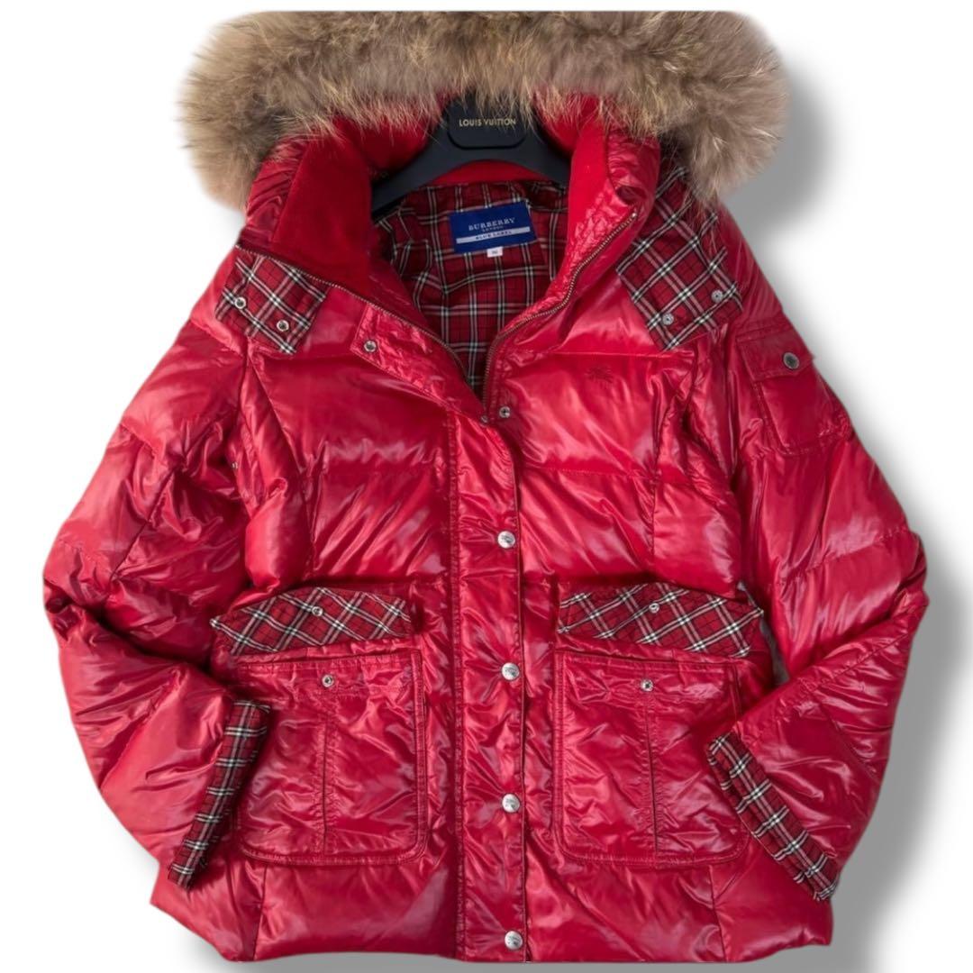 極美品 バーバリーブルーレーベル ノバチェック フレア Aライン ダウンJKT