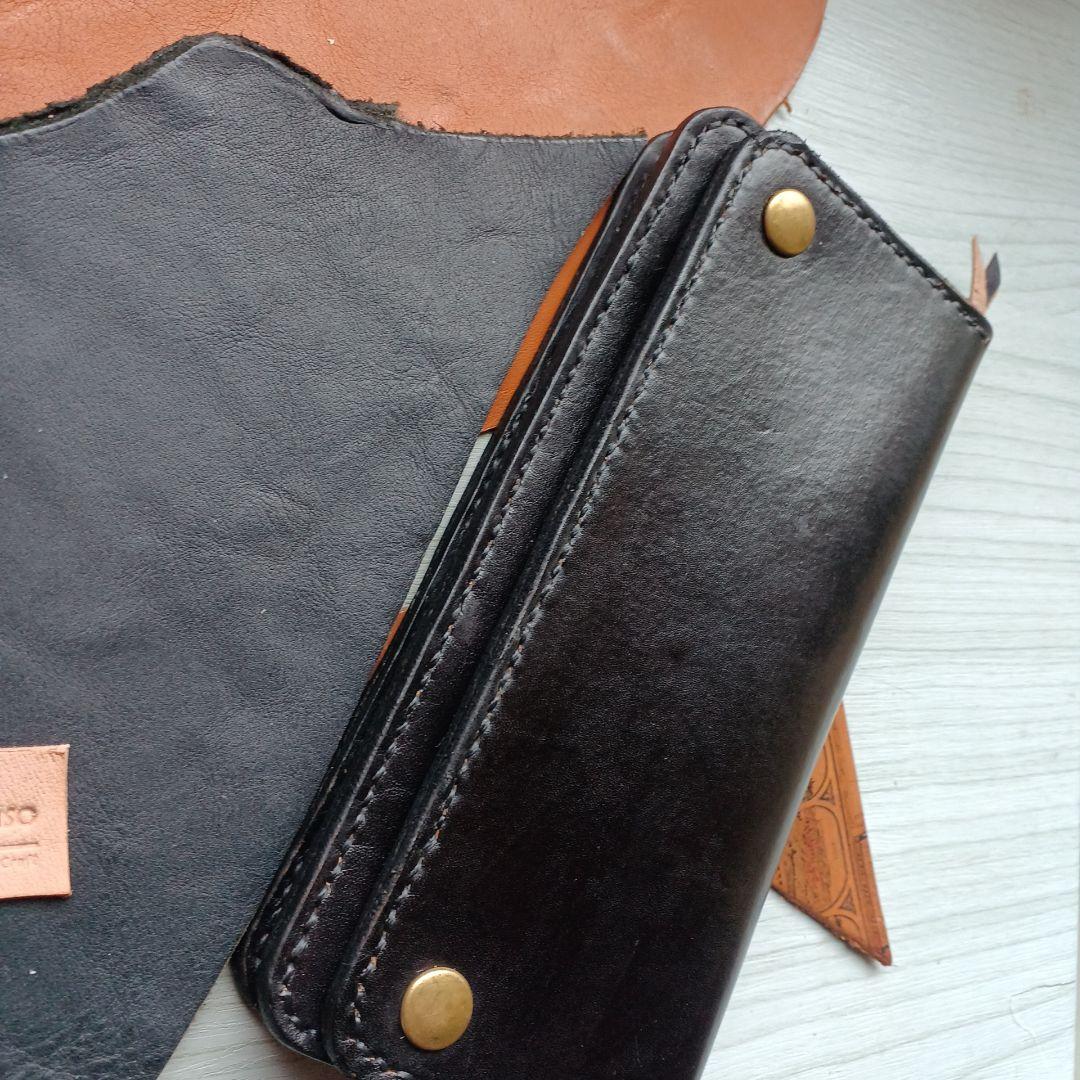 姫路レザー　トラッカーウォレット　ロング　茶芯　ハンドメイド
